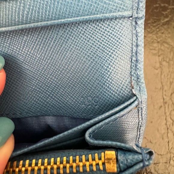 . Prada Long Saffiano Leather Triangle Wallet in Cobalt Blue - Picture 11 of 16